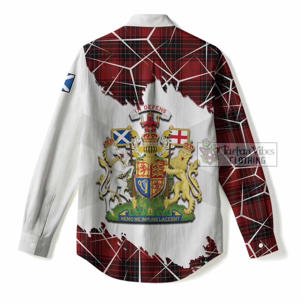 Wemyss Tartan Women Casual Shirt with Family Crest and Lion Rampant Grunge Style