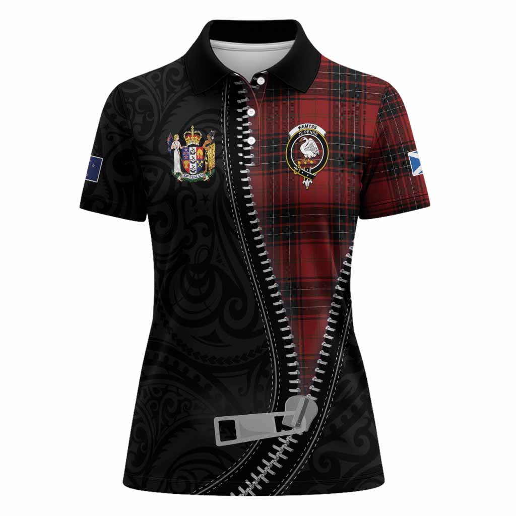 Wemyss Tartan Women Polo Shirt New Zealand Pattern Unique Zipper Stylized