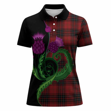 Wemyss Tartan Women Polo Shirt Traditional Scottish Thistle
