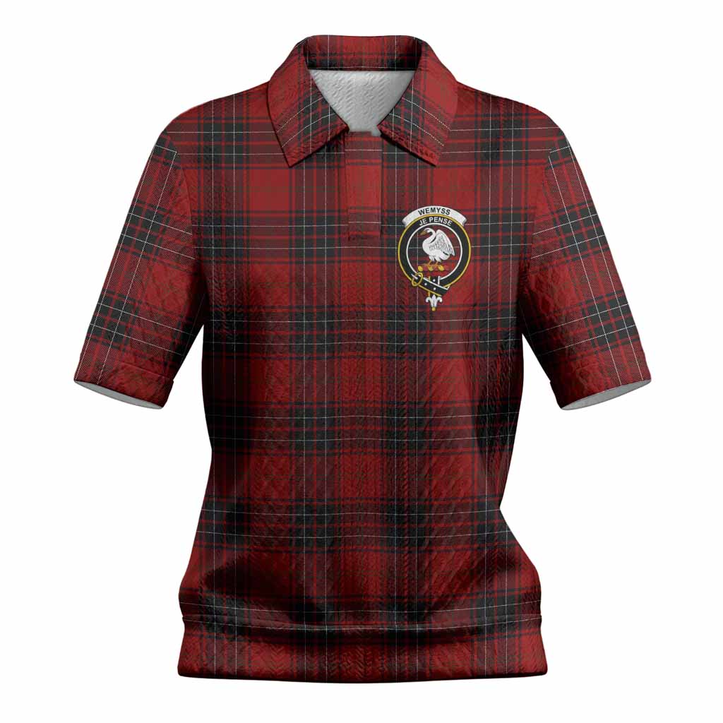 Wemyss Tartan Women’s Polo Sweater Top with Family Crest
