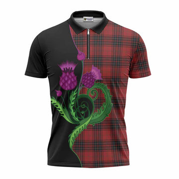 Wemyss Tartan Zipper Polo Shirt Traditional Scottish Thistle
