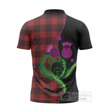 Wemyss Tartan Zipper Polo Shirt Traditional Scottish Thistle