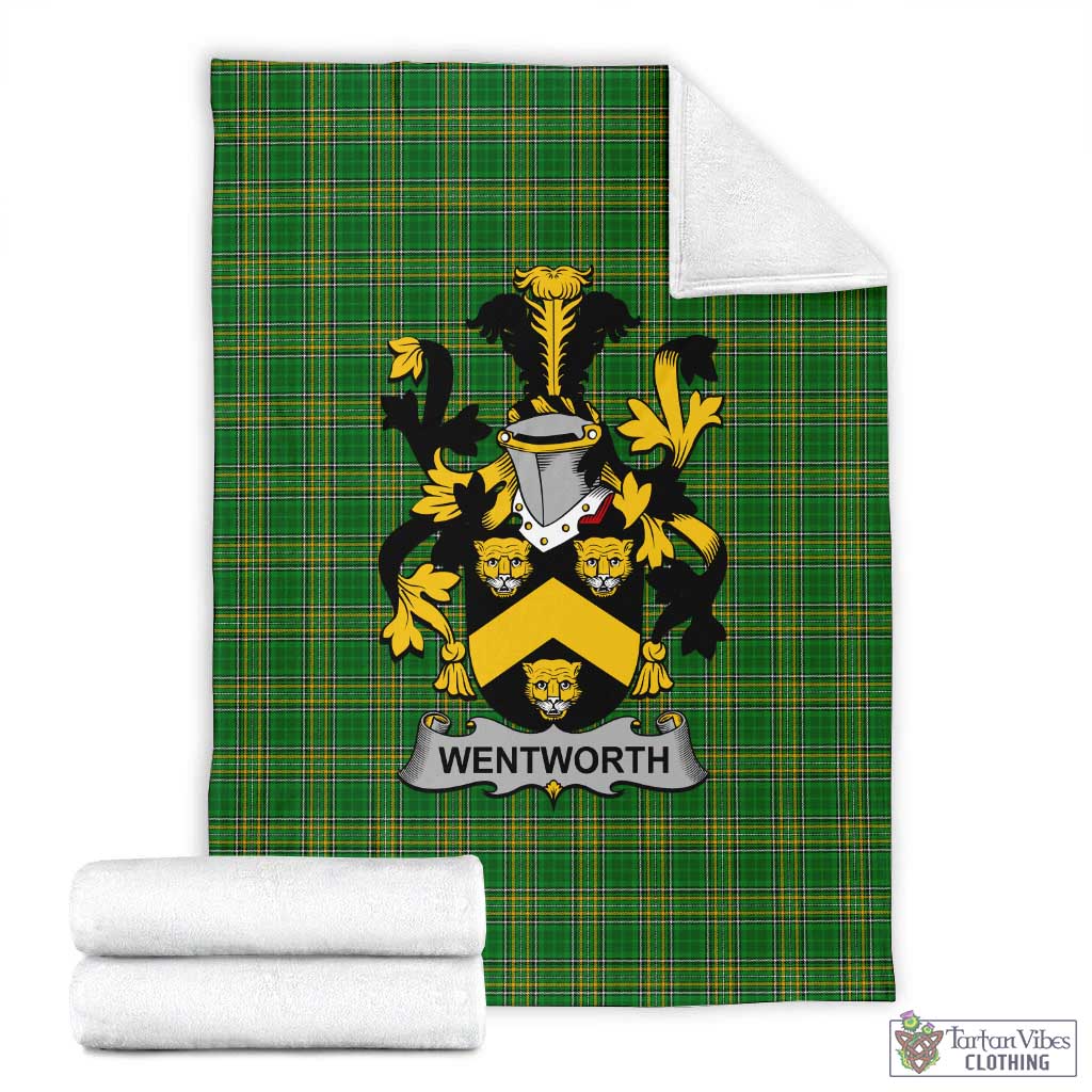 Wentworth Irish Clan Tartan Blanket with Coat of Arms X-Large 59 x 79 inches 150 x 200 cm - Tartan Vibes Clothing
