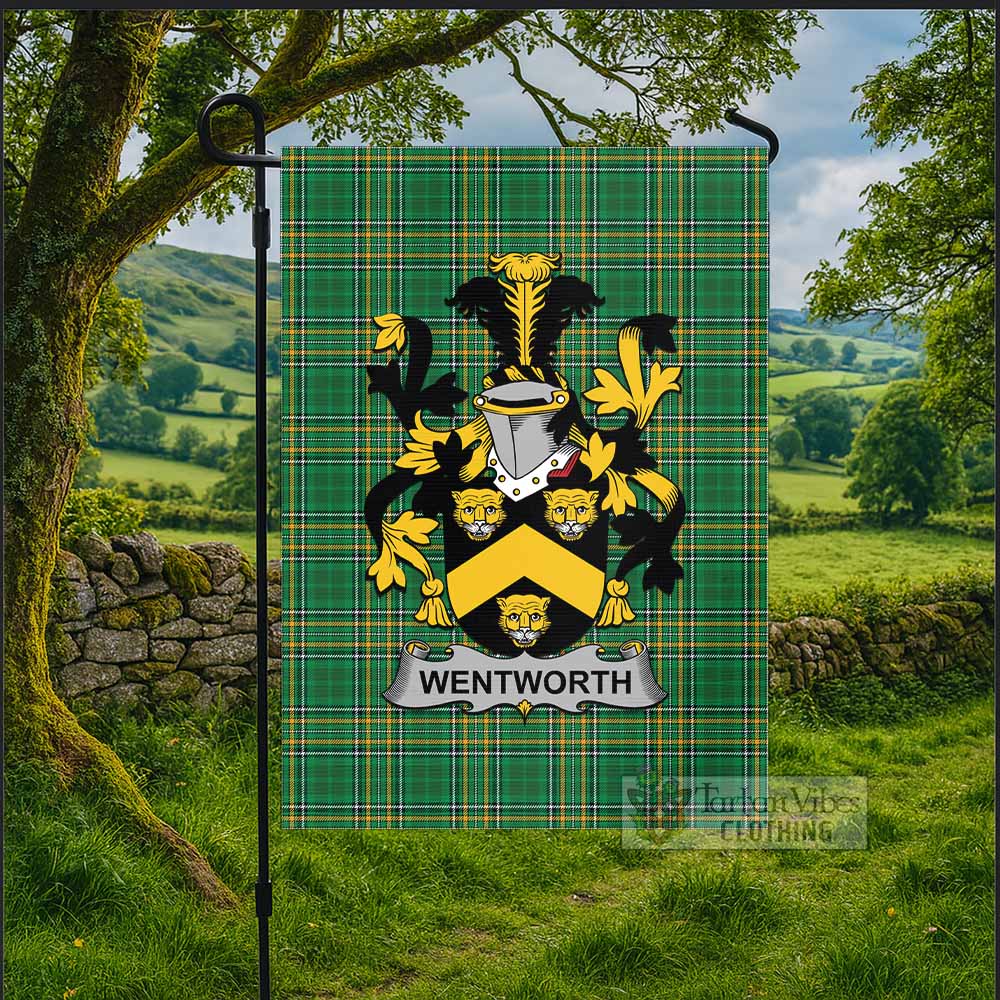 Wentworth Irish Clan Tartan Flag with Coat of Arms