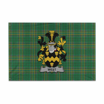 Tartan Vibes Clothing West Irish Clan Tartan House Flag with Coat of Arms