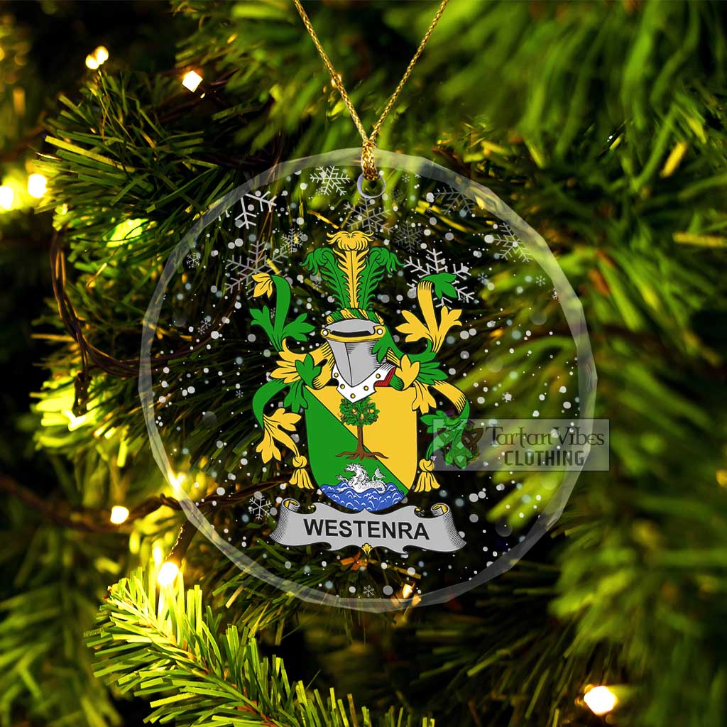 Westenra Irish Clan Christmas Glass Ornament with Coat of Arms Transparent Glass Circle - 2D-tartanvibesclothing