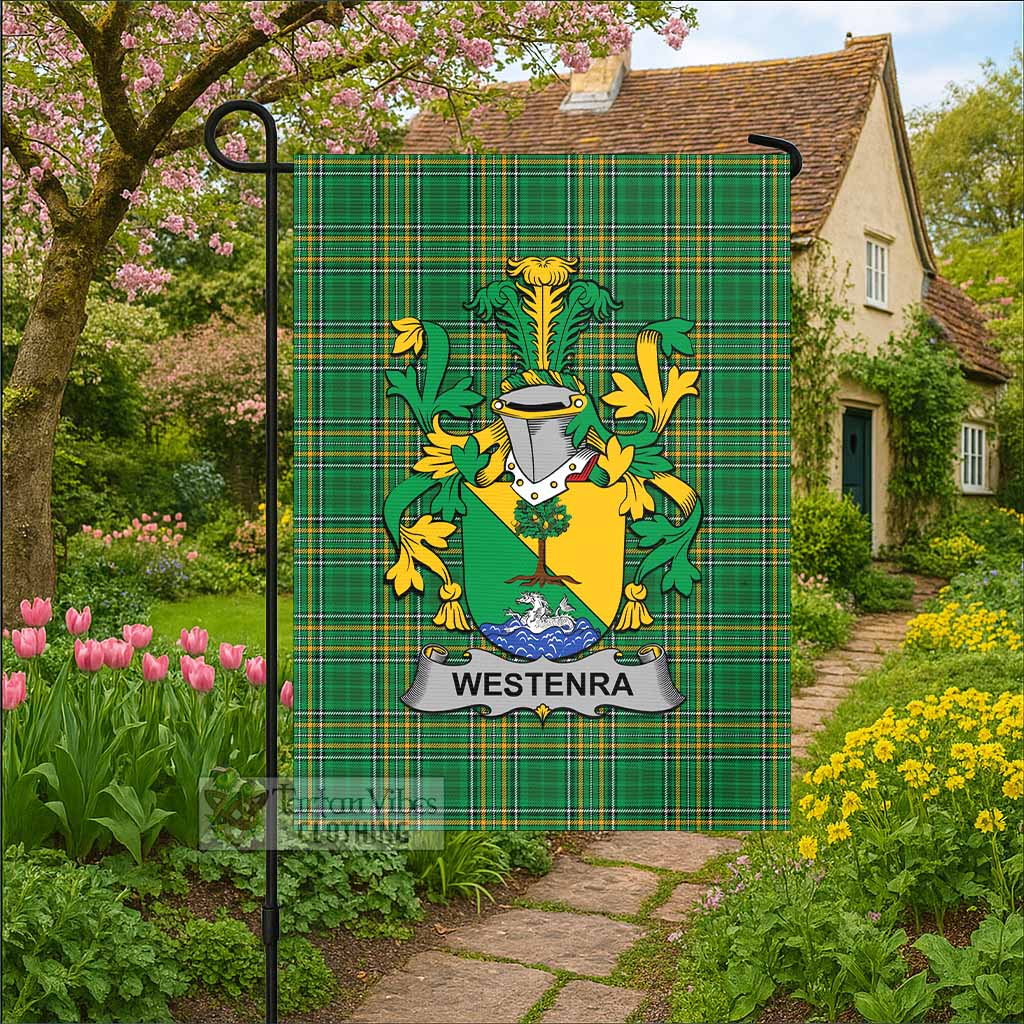 Westenra Irish Clan Tartan Flag with Coat of Arms