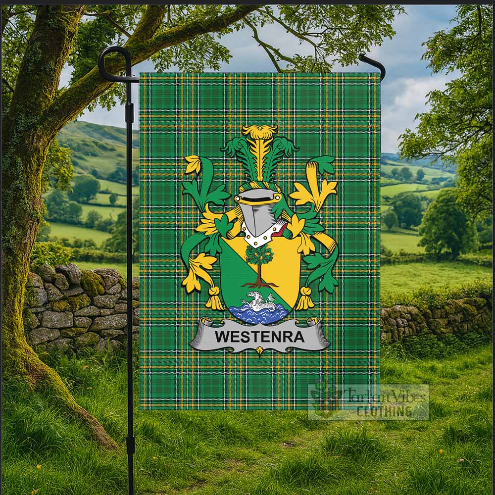Westenra Irish Clan Tartan Flag with Coat of Arms