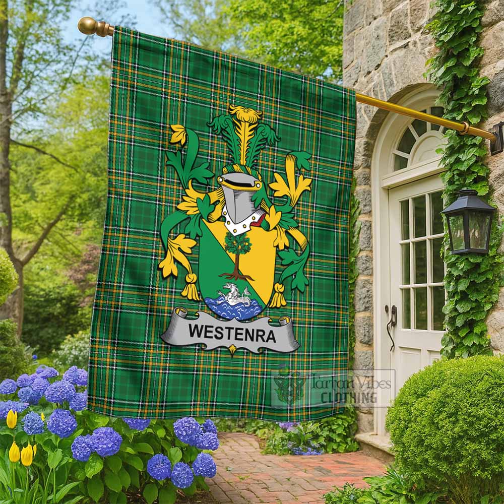 Westenra Irish Clan Tartan Flag with Coat of Arms