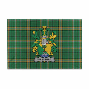 Tartan Vibes Clothing Westenra Irish Clan Tartan House Flag with Coat of Arms
