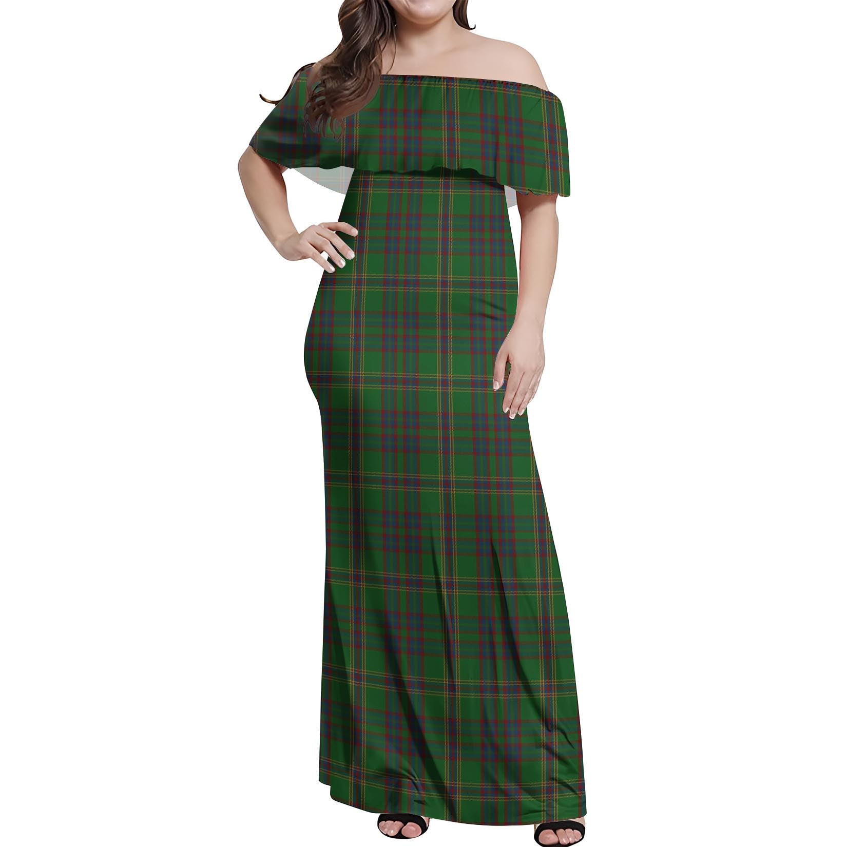 Westmeath County Ireland Tartan Off Shoulder Long Dress Women's Dress - Tartanvibesclothing