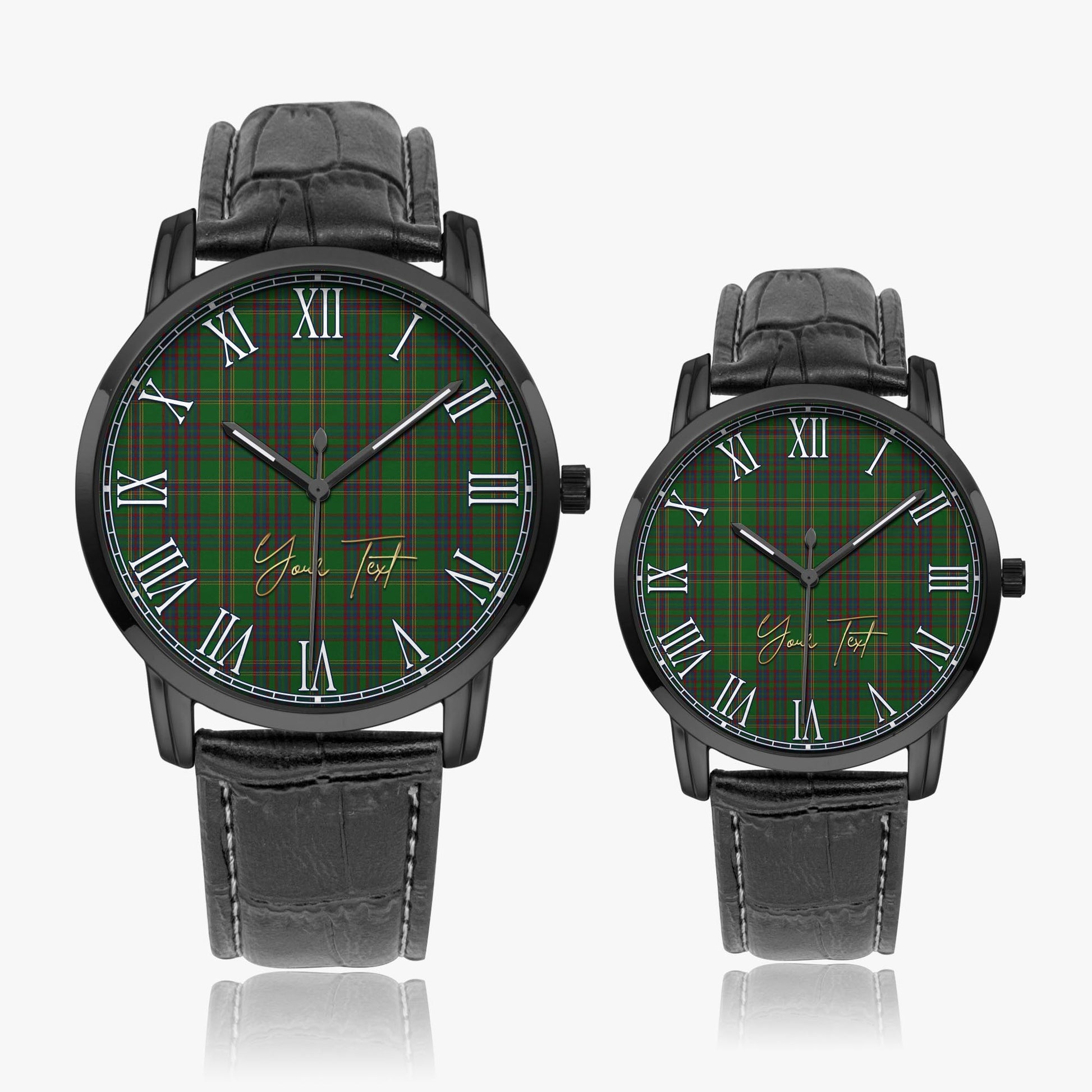 Westmeath County Ireland Tartan Personalized Your Text Leather Trap Quartz Watch Wide Type - Tartan Vibes Clothing