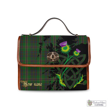 Westmeath County Ireland Tartan Waterproof Canvas Bag with Scotland Map and Thistle Celtic Accents