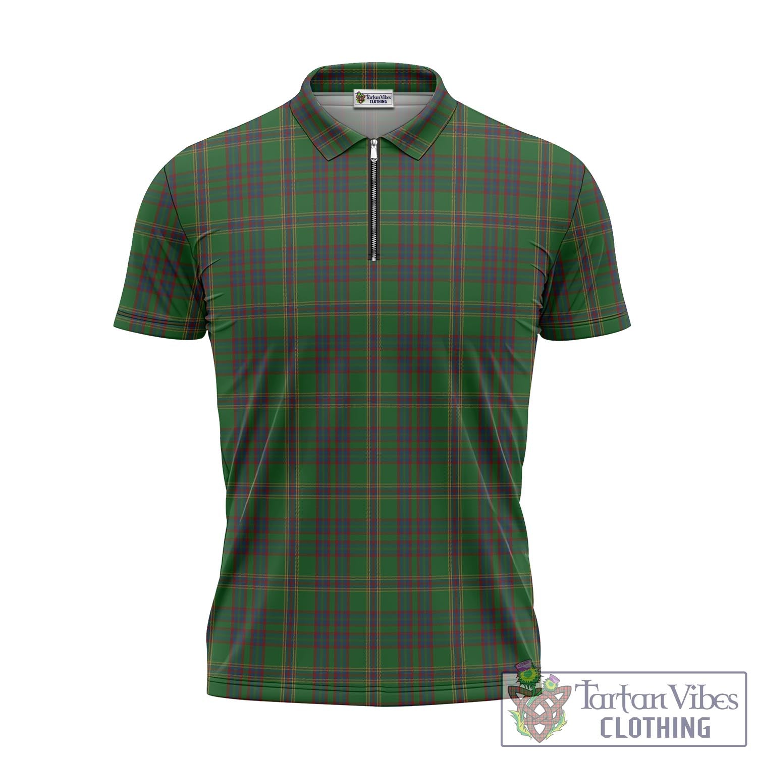 Tartan Vibes Clothing Westmeath County Ireland Tartan Zipper Polo Shirt