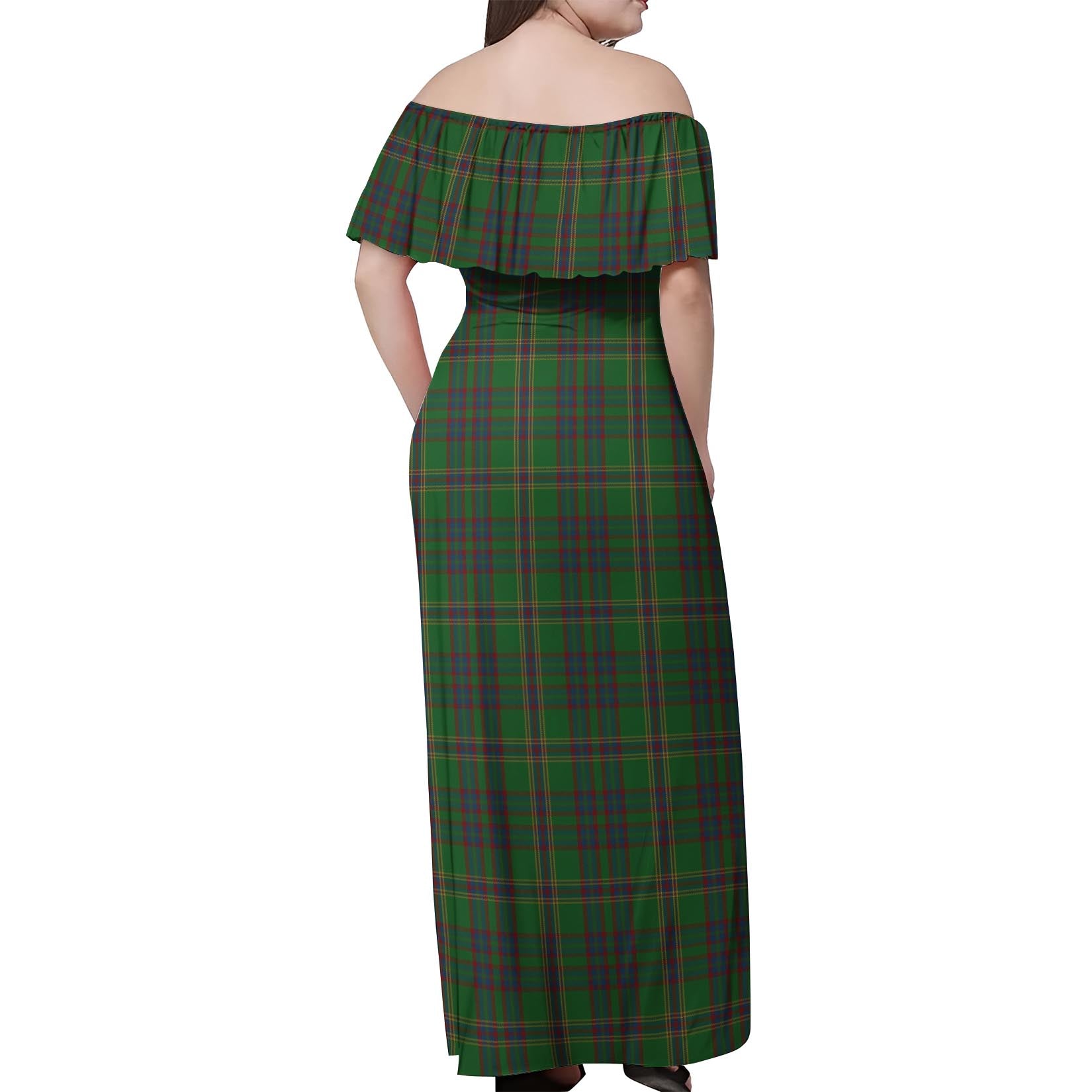 Westmeath County Ireland Tartan Off Shoulder Long Dress - Tartanvibesclothing