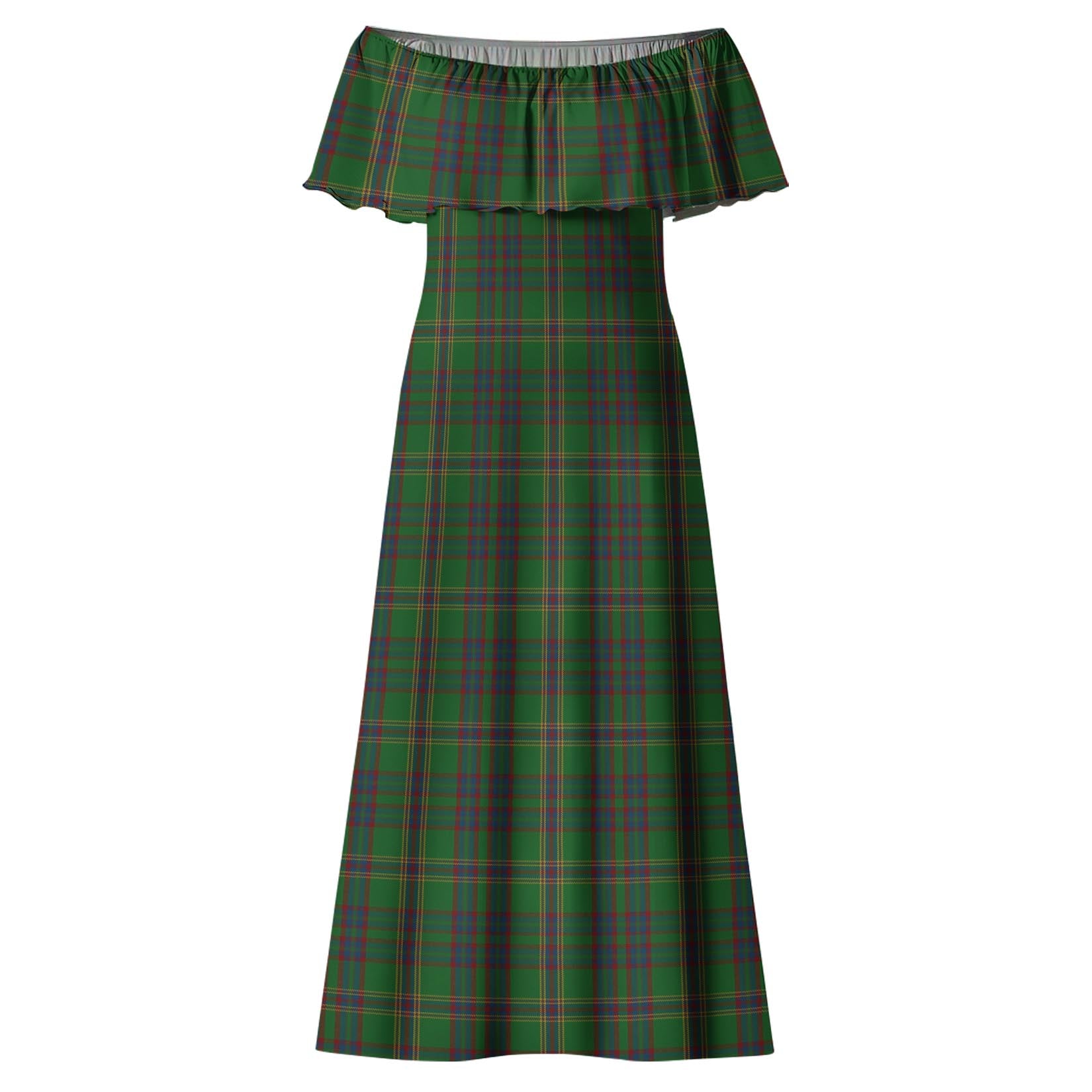 Westmeath County Ireland Tartan Off Shoulder Long Dress - Tartanvibesclothing