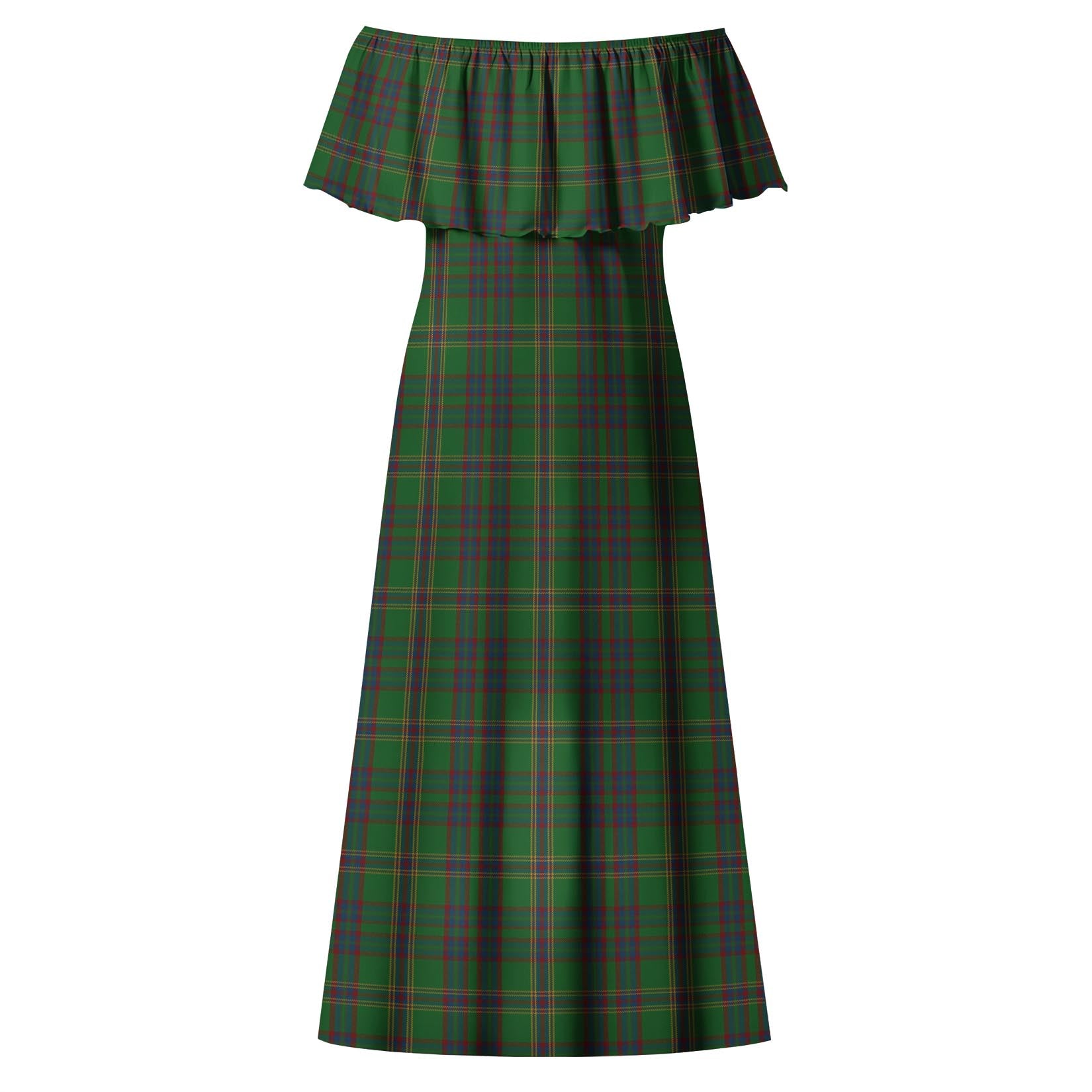 Westmeath County Ireland Tartan Off Shoulder Long Dress - Tartanvibesclothing