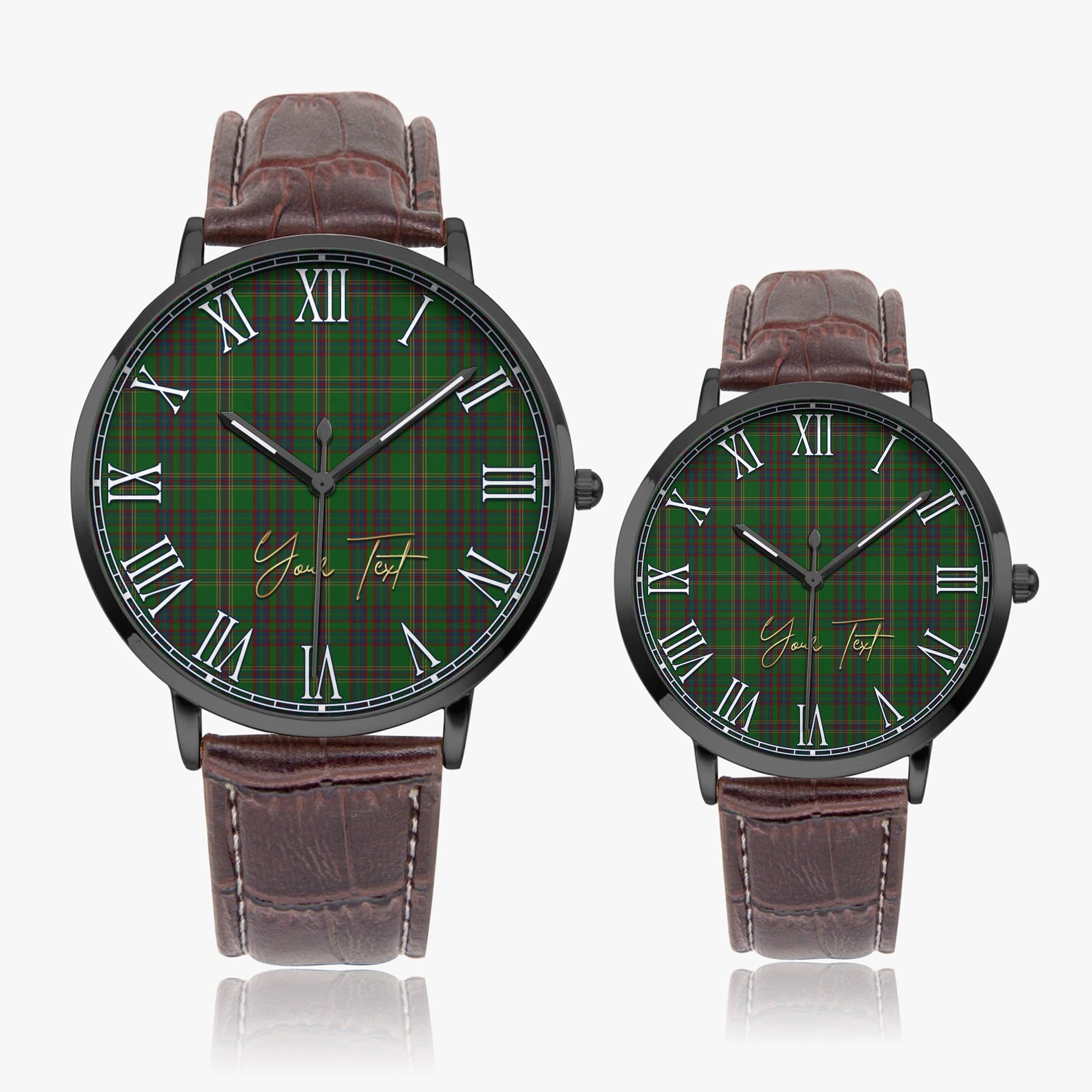 Westmeath County Ireland Tartan Personalized Your Text Leather Trap Quartz Watch - Tartan Vibes Clothing