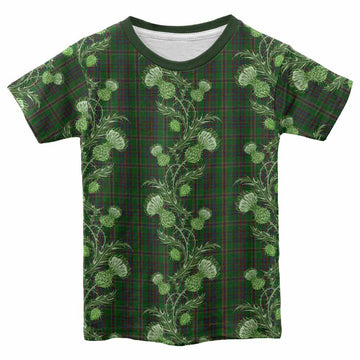 Westmeath County Ireland Tartan Kid T-shirt Seamless Scottish Thistle Flowers
