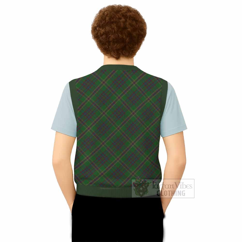 Westmeath County Ireland Tartan  Knitted V-Neck Vest Cross Style