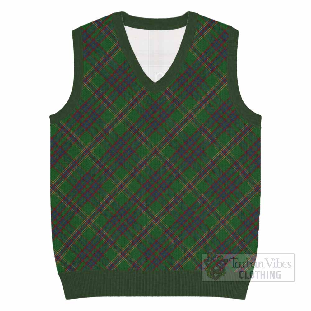 Westmeath County Ireland Tartan  Knitted V-Neck Vest Cross Style