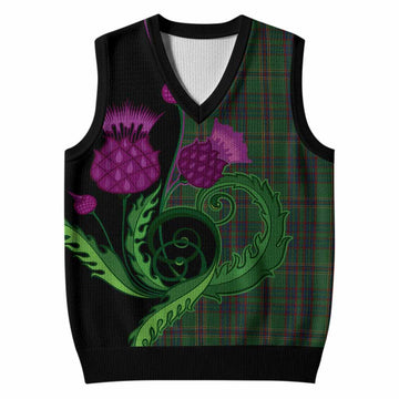 Westmeath County Ireland Tartan Knitted V-Neck Vest Traditional Scottish Thistle