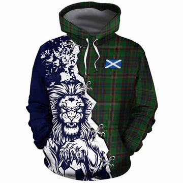 Westmeath County Ireland Tartan Scottish Cotton Hoodie Angry Lion With Soccer Ball Style