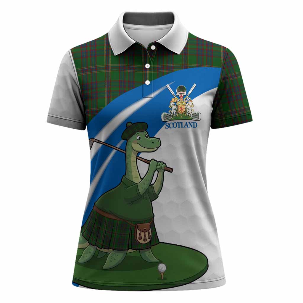 Westmeath Tartan Crest Golf Nessie Women Polo Shirt Loch Ness Monster Sporty Style