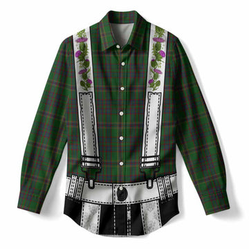 Westmeath Tartan Lederhosen Costume Women Casual Shirt Scotland Thistle Floral
