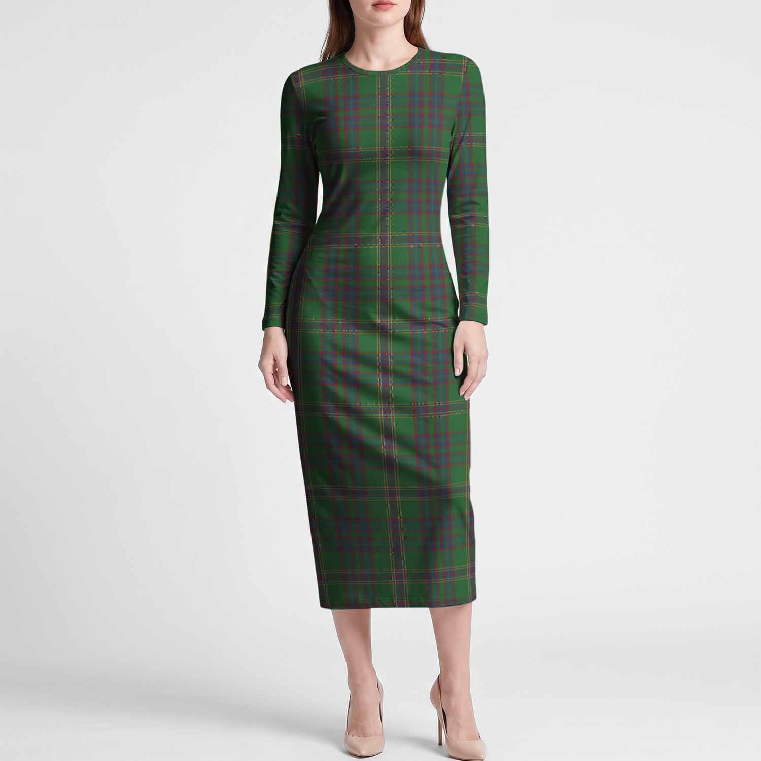 Westmeath Tartan Long Sleeve Bodycon Midi Dress