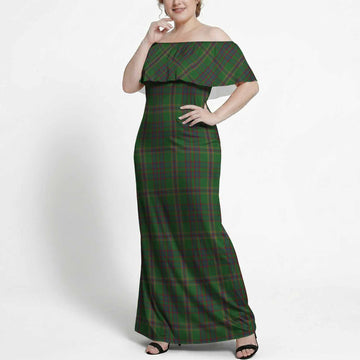 Westmeath Tartan Off Shoulder Ruffle Maxi Dress