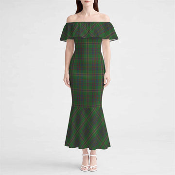 Westmeath Tartan Off Shoulder Ruffle Mermaid Maxi Dress