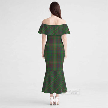 Westmeath Tartan Off Shoulder Ruffle Mermaid Maxi Dress