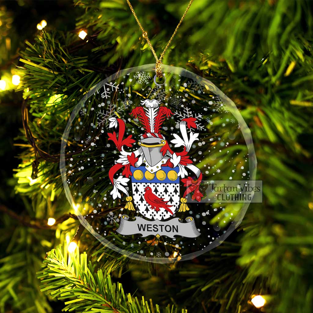 Tartan Vibes Clothing Weston Irish Clan Christmas Glass Ornament with Coat of Arms