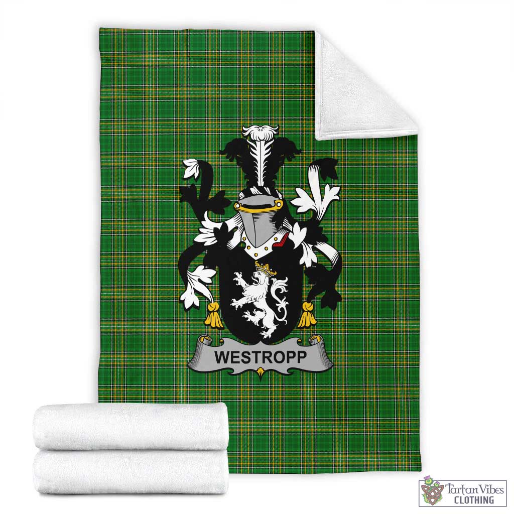 Westropp Irish Clan Tartan Blanket with Coat of Arms X-Large 59 x 79 inches 150 x 200 cm - Tartan Vibes Clothing