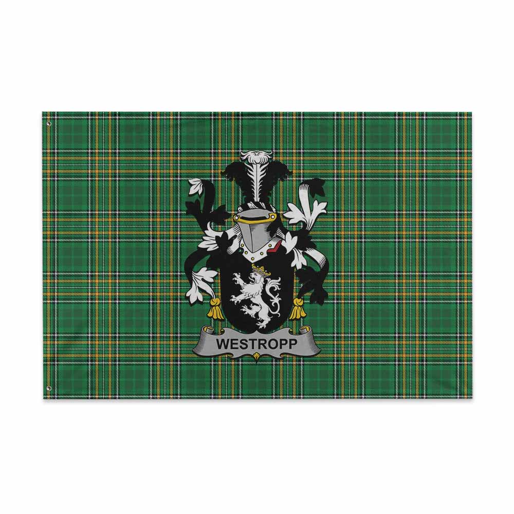 Tartan Vibes Clothing Westropp Irish Clan Tartan House Flag with Coat of Arms