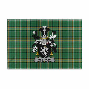 Tartan Vibes Clothing Westropp Irish Clan Tartan House Flag with Coat of Arms