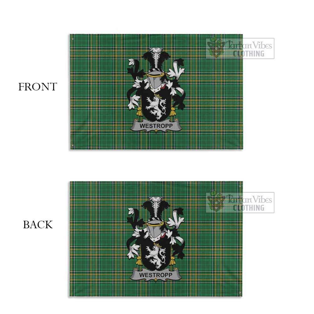 Tartan Vibes Clothing Westropp Irish Clan Tartan House Flag with Coat of Arms