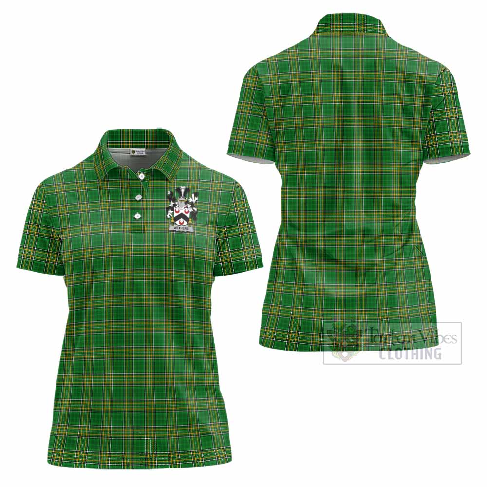 Wethers Irish Clan Tartan Women's Polo Shirt with Coat of Arms - Tartan Vibes Clothing