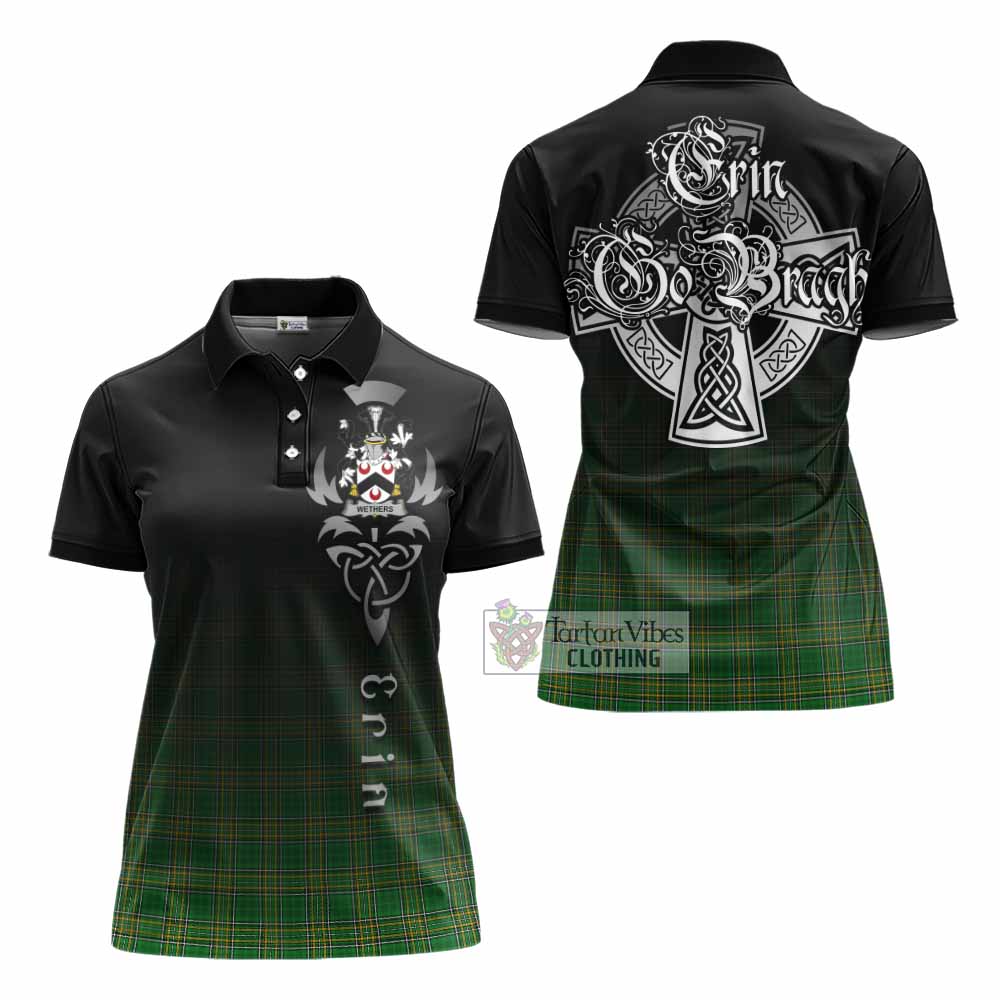 Wethers Irish Clan Women's Polo Shirt with Coat of Arms Erin Go Bragh Celtic Inspired - Tartan Vibes Clothing