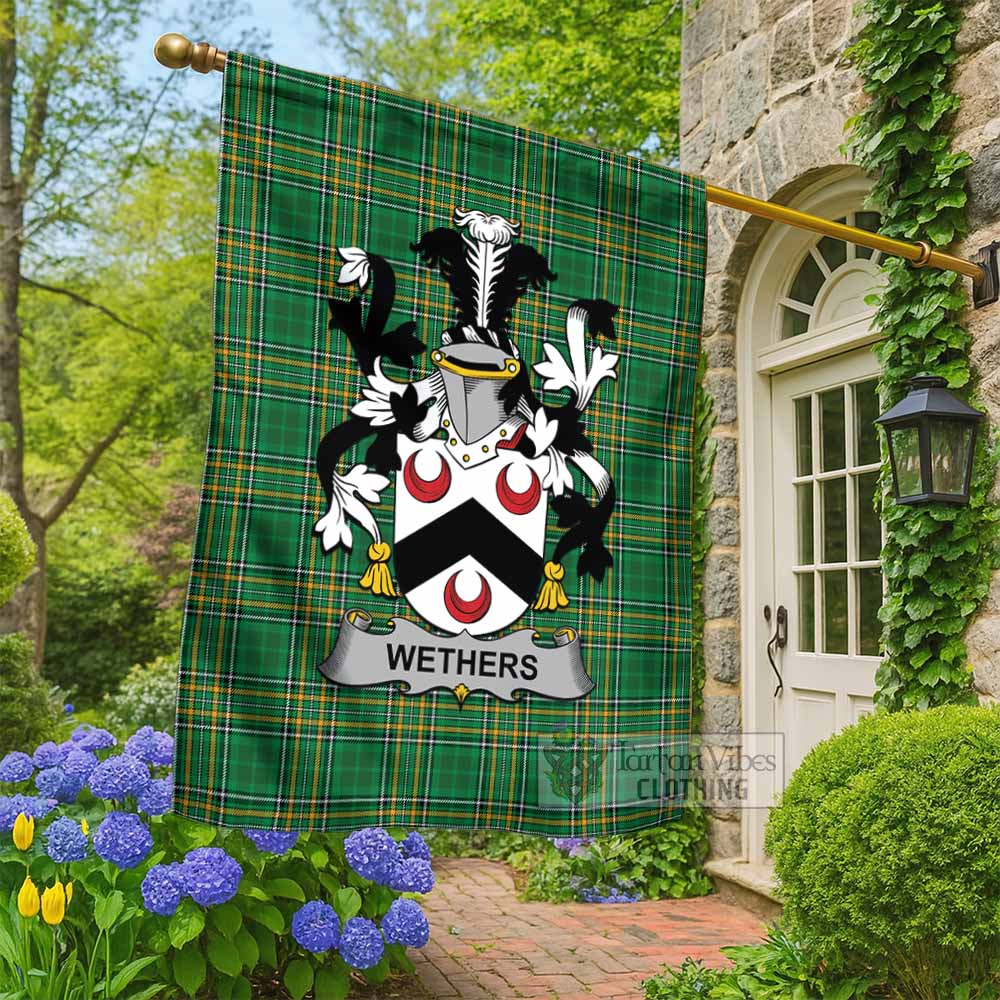 Wethers Irish Clan Tartan Flag with Coat of Arms