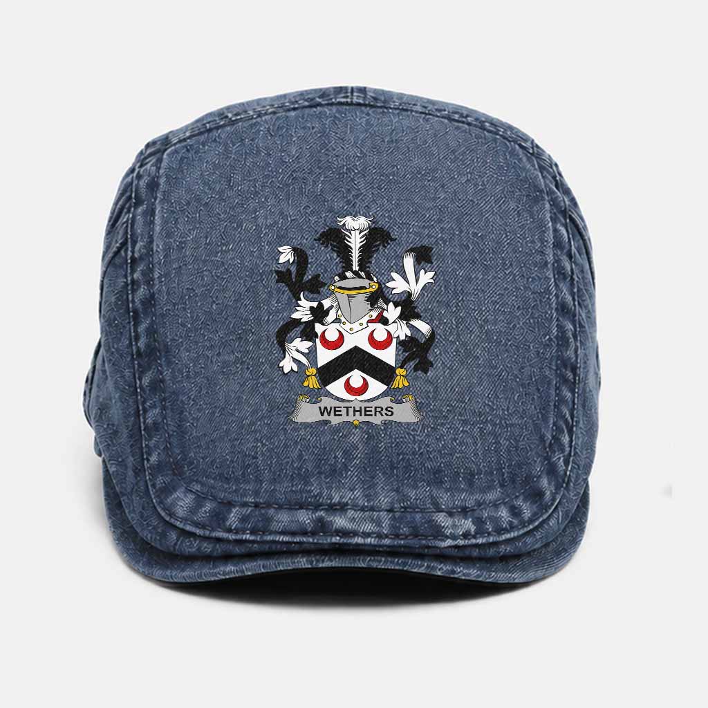 Wethers Irish Coat of Arms Washed Flat Cap - Unisex Jeff Cap One Size (Adjustable) Dark Blue - Tartan Vibes Clothing