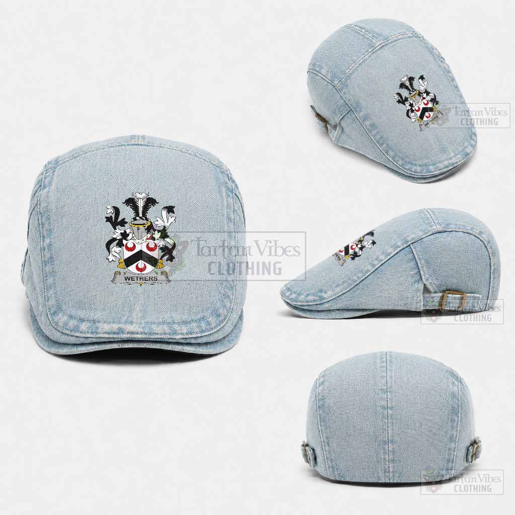 Wethers Irish Coat of Arms Washed Flat Cap - Unisex Jeff Cap One Size (Adjustable) Light Blue - Tartan Vibes Clothing