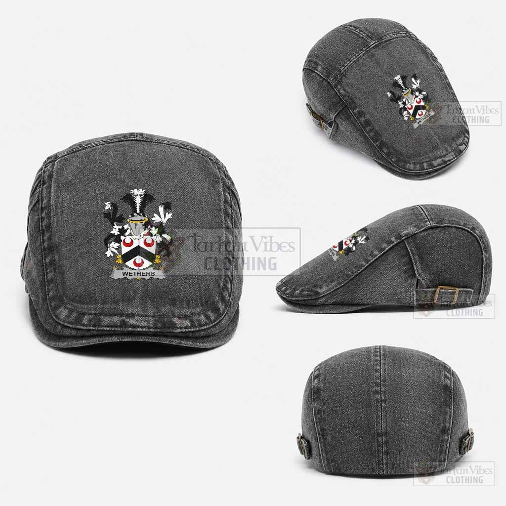 Wethers Irish Coat of Arms Washed Flat Cap - Unisex Jeff Cap One Size (Adjustable) Black - Tartan Vibes Clothing