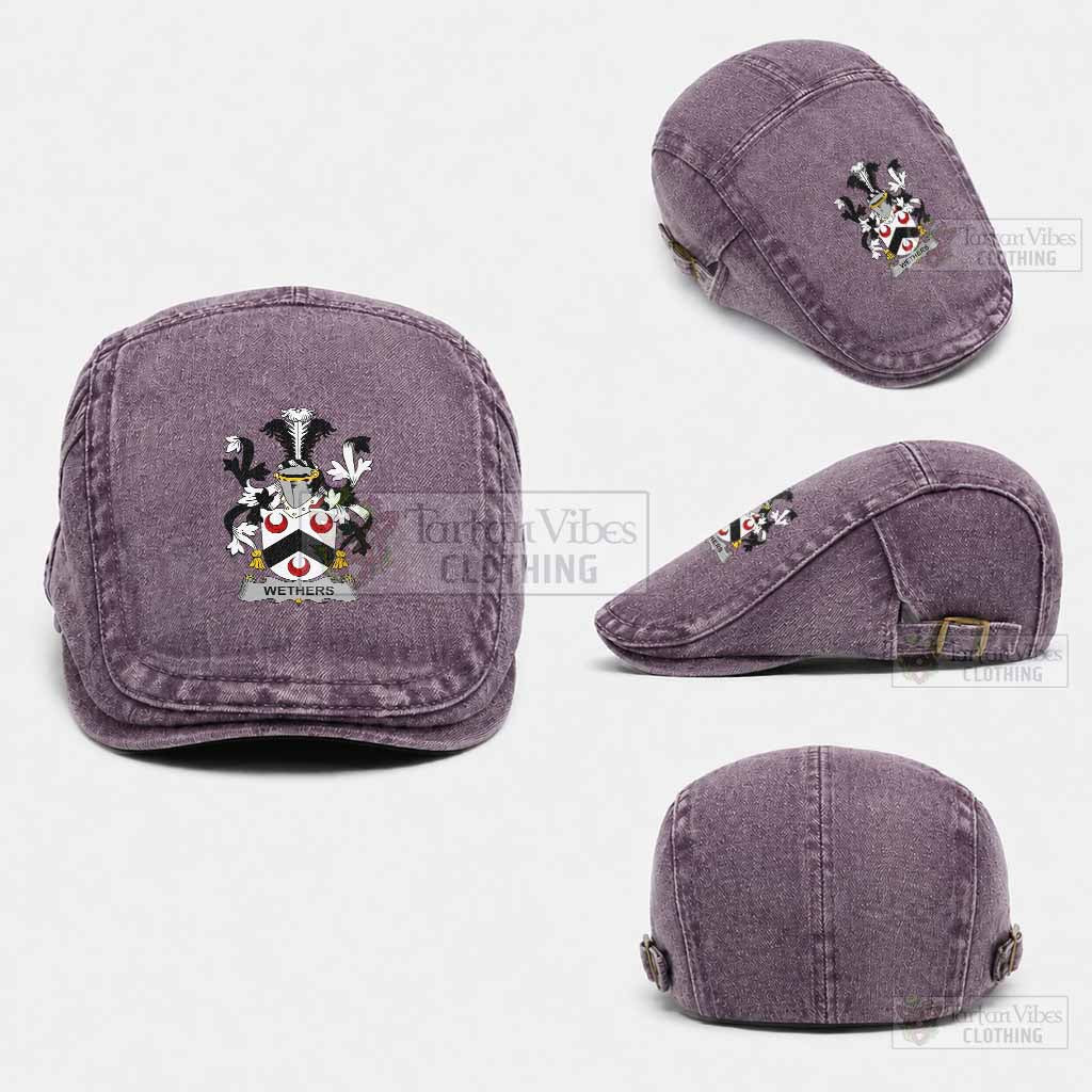 Wethers Irish Coat of Arms Washed Flat Cap - Unisex Jeff Cap One Size (Adjustable) Purple - Tartan Vibes Clothing