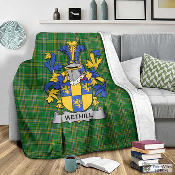 Tartan Vibes Clothing Wethill Irish Clan Tartan Blanket with Coat of Arms