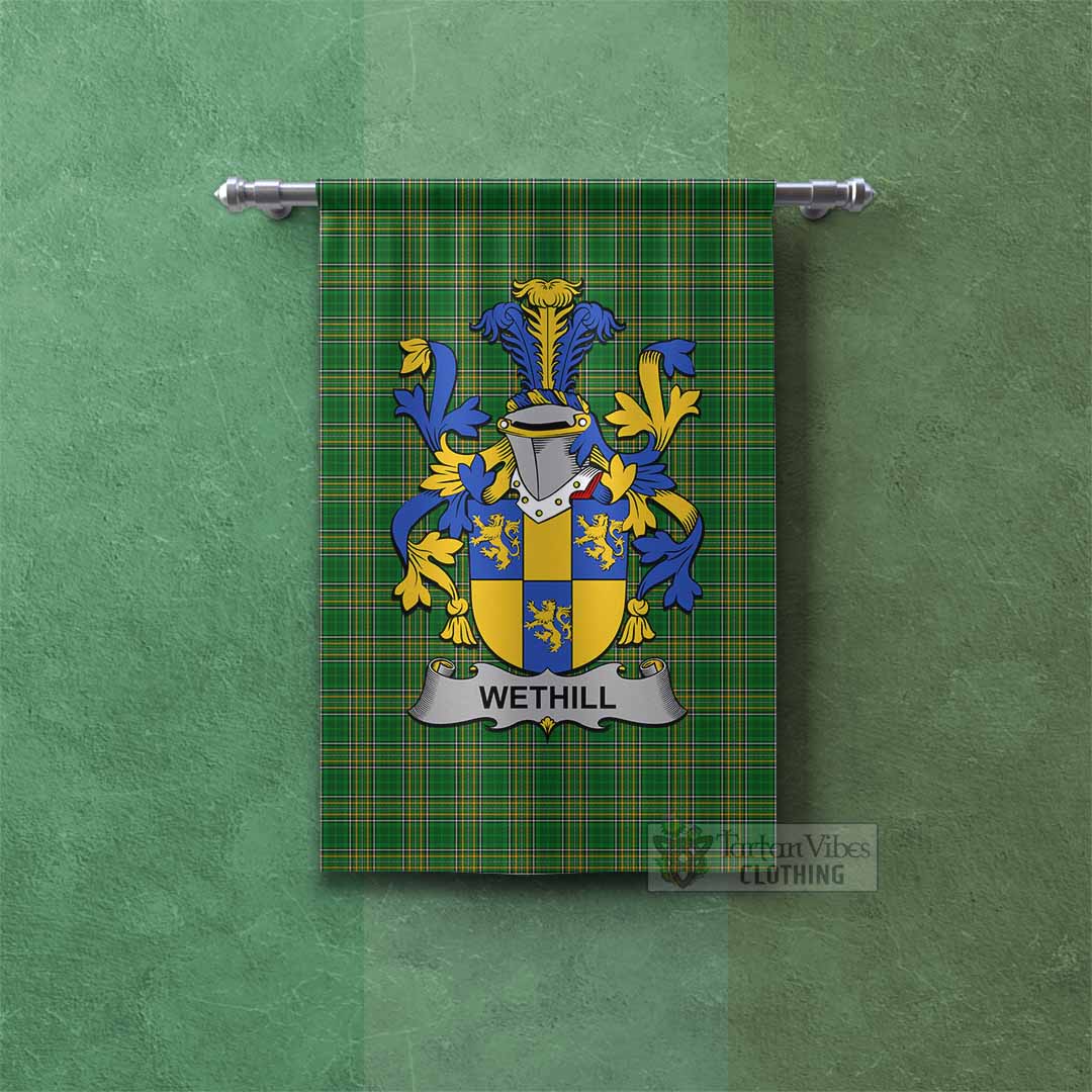 Tartan Vibes Clothing Wethill Irish Clan Tartan Gonfalon, Tartan Banner with Coat of Arms