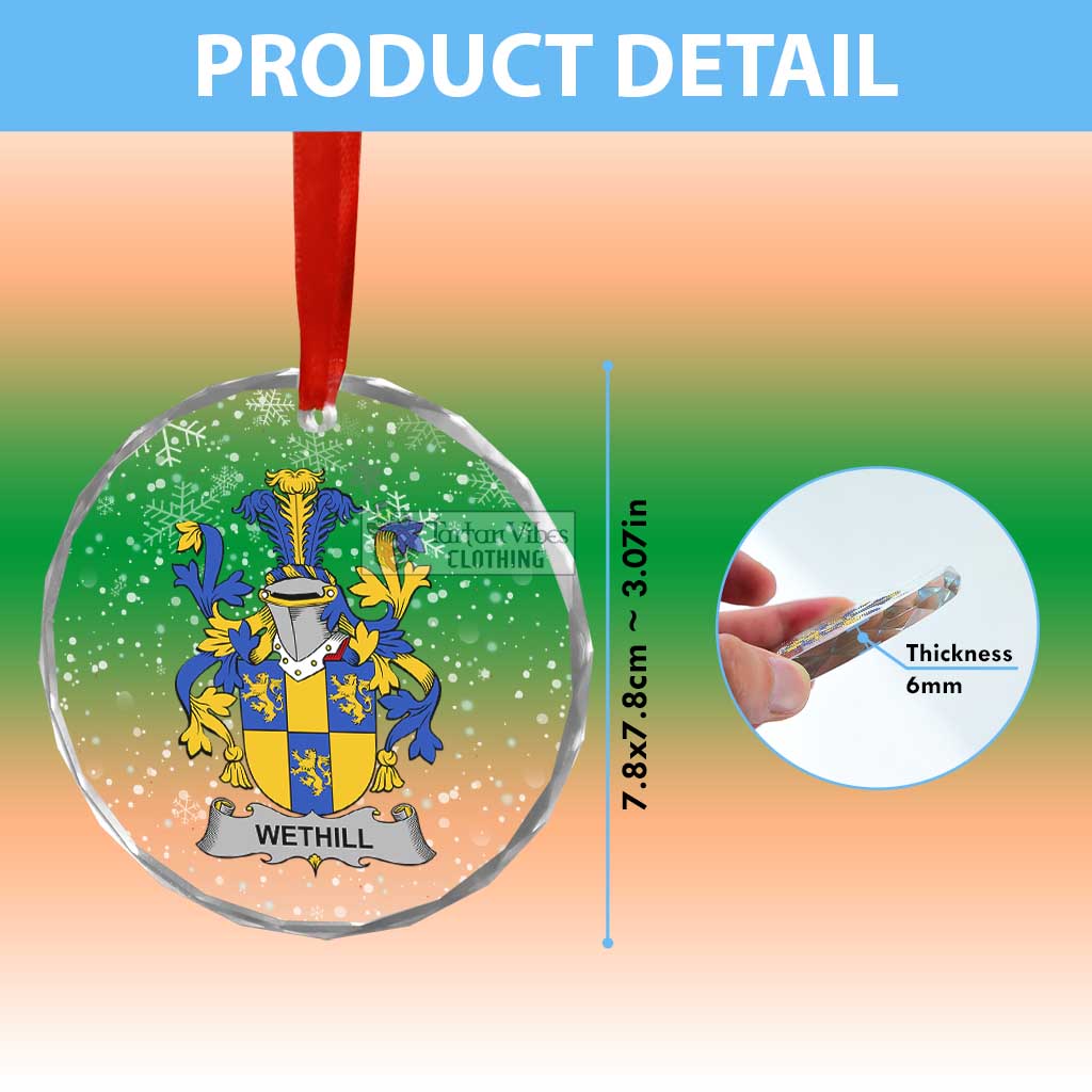 Tartan Vibes Clothing Wethill Irish Clan Christmas Glass Ornament with Coat of Arms