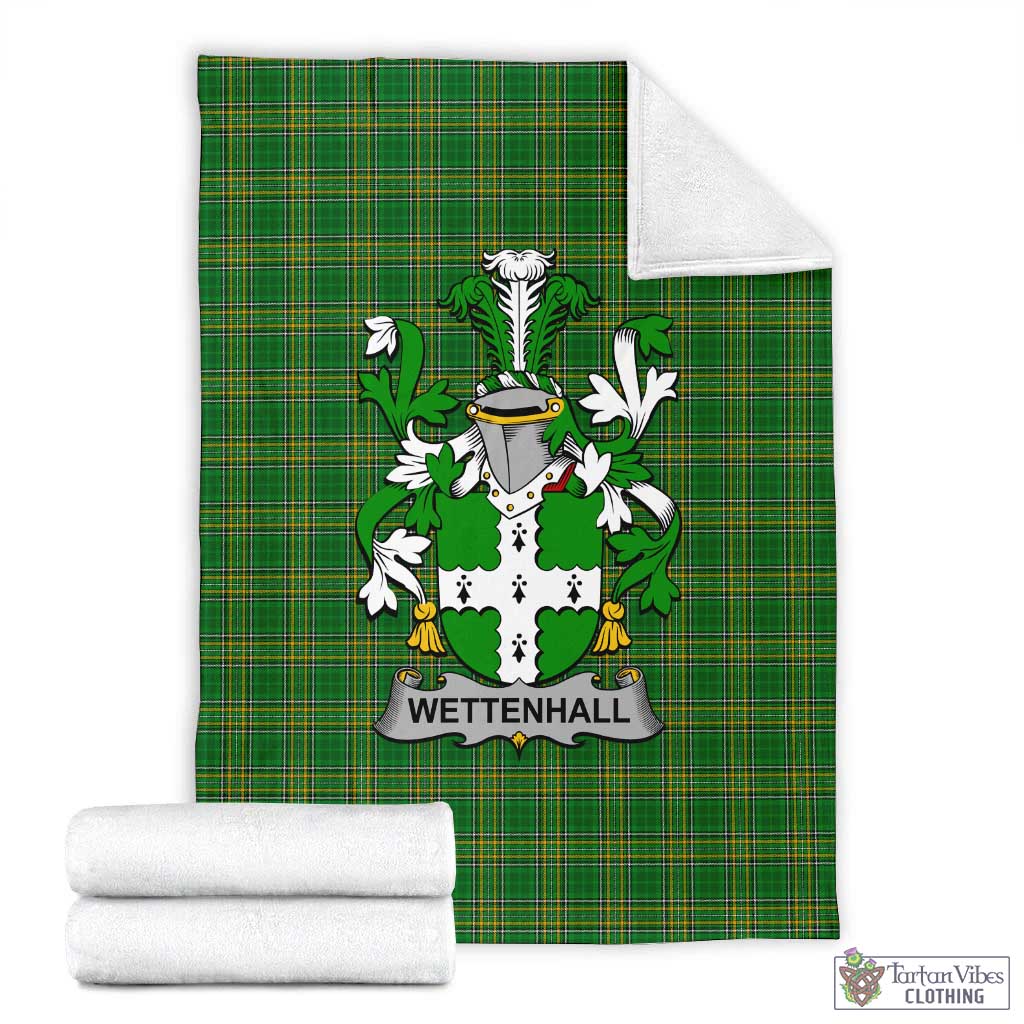Wettenhall Irish Clan Tartan Blanket with Coat of Arms X-Large 59 x 79 inches 150 x 200 cm - Tartan Vibes Clothing