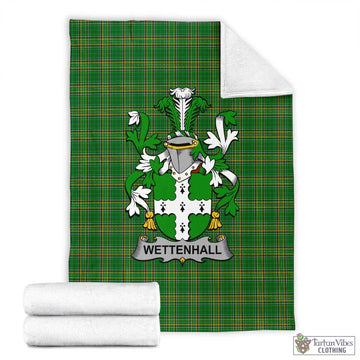 Wettenhall Irish Clan Tartan Blanket with Coat of Arms X-Large 59 x 79 inches 150 x 200 cm - Tartan Vibes Clothing